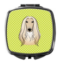 Checkerboard Lime Green Afghan Hound Compact Mirror Decorative Travel Makeup Mirror for Women Girls Gifts Pocket Makeup Mirror Folding Handheld