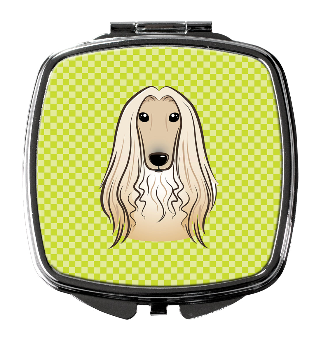 Checkerboard Lime Green Afghan Hound Compact Mirror Decorative Travel Makeup Mirror for Women Girls Gifts Pocket Makeup Mirror Folding Handheld