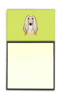 Checkerboard Lime Green Afghan Hound Watercolor Sticky Note Holder Refillable Dispenser Desk Accessory 3x3 Pad Gift