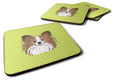 Checkerboard Lime Green Papillon Foam Coasters Set of 4 Cup Coasters for Indoor Outdoor, Tabletop Protection, Anti Slip, Mouse pad Material