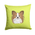 Checkerboard Lime Green Papillon Decorative Throw Pillow 14x14 Indoor Outdoor Accent Cushion, Fabric Cover with Insert for Sofa, Bed, Porch & Living Room