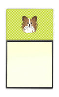 Checkerboard Lime Green Papillon Watercolor Sticky Note Holder Refillable Dispenser Desk Accessory 3x3 Pad Gift