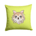 Checkerboard Lime Green Chihuahua Decorative Throw Pillow 14x14 Indoor Outdoor Accent Cushion, Fabric Cover with Insert for Sofa, Bed, Porch & Living Room