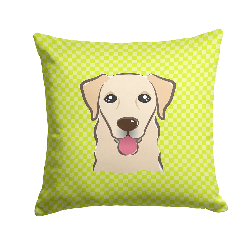 Checkerboard Lime Green Golden Retriever Decorative Throw Pillow 14x14 Indoor Outdoor Accent Cushion, Fabric Cover with Insert for Sofa, Bed, Porch & Living Room