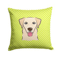 Checkerboard Lime Green Golden Retriever Decorative Throw Pillow 14x14 Indoor Outdoor Accent Cushion, Fabric Cover with Insert for Sofa, Bed, Porch & Living Room