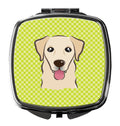Checkerboard Lime Green Golden Retriever Compact Mirror Decorative Travel Makeup Mirror for Women Girls Gifts Pocket Makeup Mirror Folding Handheld