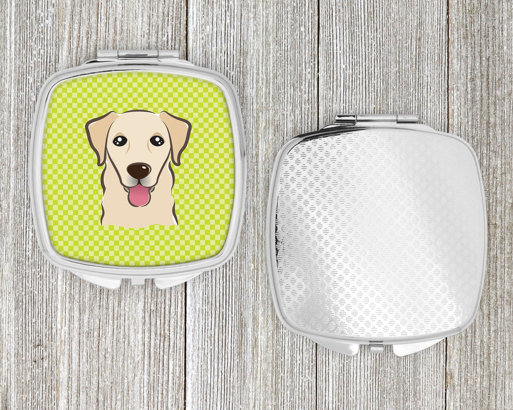 Checkerboard Lime Green Golden Retriever Compact Mirror Decorative Travel Makeup Mirror for Women Girls Gifts Pocket Makeup Mirror Folding Handheld
