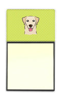 Checkerboard Lime Green Golden Retriever Watercolor Sticky Note Holder Refillable Dispenser Desk Accessory 3x3 Pad Gift