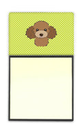 Checkerboard Lime Green Chocolate Brown Poodle Watercolor Sticky Note Holder Refillable Dispenser Desk Accessory 3x3 Pad Gift