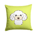 Checkerboard Lime Green White Poodle Decorative Throw Pillow 14x14 Indoor Outdoor Accent Cushion, Fabric Cover with Insert for Sofa, Bed, Porch & Living Room
