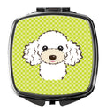 Checkerboard Lime Green White Poodle Compact Mirror Decorative Travel Makeup Mirror for Women Girls Gifts Pocket Makeup Mirror Folding Handheld