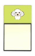 Checkerboard Lime Green White Poodle Watercolor Sticky Note Holder Refillable Dispenser Desk Accessory 3x3 Pad Gift