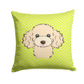 Checkerboard Lime Green Buff Poodle Decorative Throw Pillow 14x14 Indoor Outdoor Accent Cushion, Fabric Cover with Insert for Sofa, Bed, Porch & Living Room