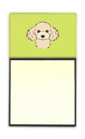 Checkerboard Lime Green Buff Poodle Watercolor Sticky Note Holder Refillable Dispenser Desk Accessory 3x3 Pad Gift