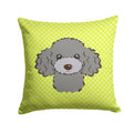 Checkerboard Lime Green Silver Gray Poodle Decorative Throw Pillow 14x14 Indoor Outdoor Accent Cushion, Fabric Cover with Insert for Sofa, Bed, Porch & Living Room