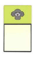 Checkerboard Lime Green Silver Gray Poodle Watercolor Sticky Note Holder Refillable Dispenser Desk Accessory 3x3 Pad Gift