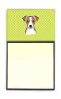 Checkerboard Lime Green Jack Russell Terrier Watercolor Sticky Note Holder Refillable Dispenser Desk Accessory 3x3 Pad Gift