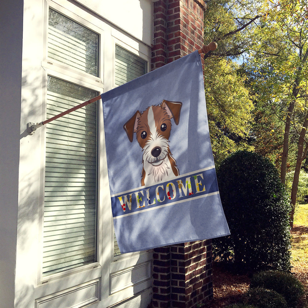 Jack Russell Terrier Welcome House Flag 28x40 Porch Sleeve Pole Decorative Outside Yard Banner Artwork Wall Hanging, Polyester