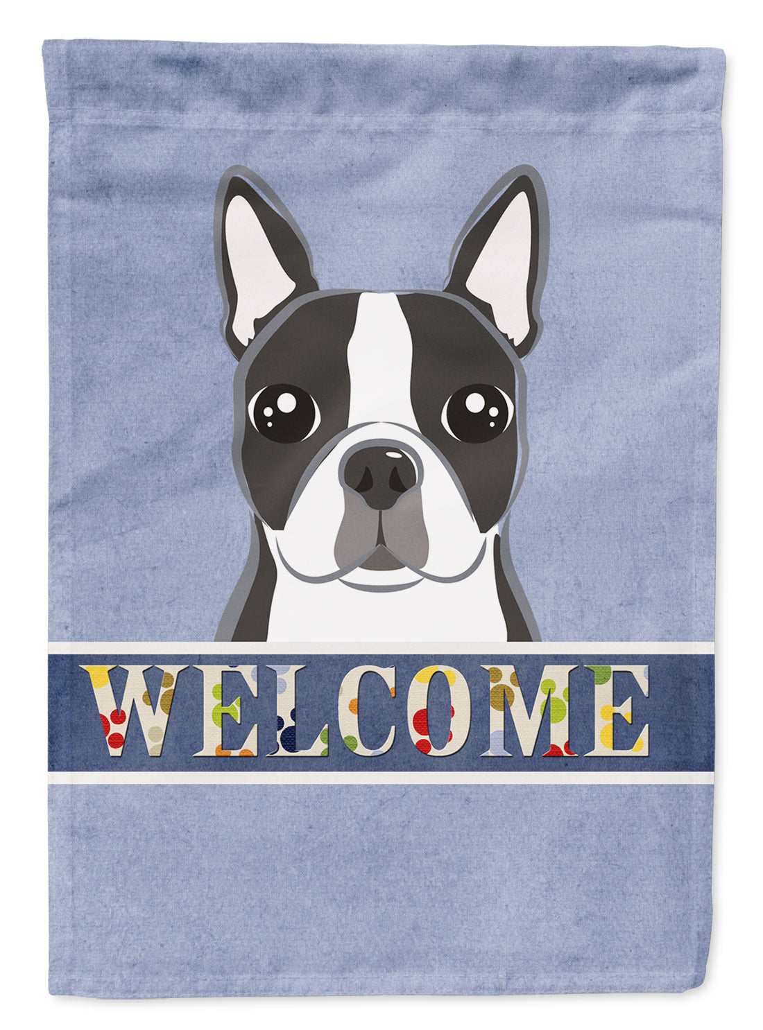 Boston Terrier Welcome House Flag 28x40 Porch Sleeve Pole Decorative Outside Yard Banner Artwork Wall Hanging, Polyester