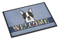 Boston Terrier Welcome Doormat Indoor Outdoor 24H X 36W Front Door Mat Rugs for Entryway, Non Slip Washable Low Pile,