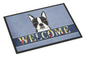 Boston Terrier Welcome Doormat Indoor Outdoor 18H X 27W Front Door Mat Rugs for Entryway, Non Slip Washable