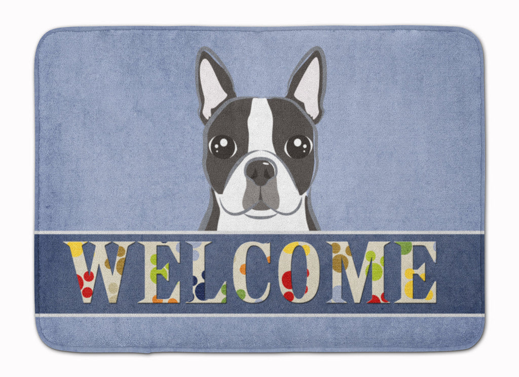 Boston Terrier Welcome Memory Foam Kitchen Mat Machine Washable Anti-Fatigue Cushion Comfort Bath or Kitchen Rug