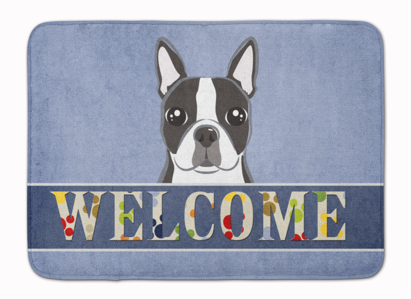 Boston Terrier Welcome Memory Foam Kitchen Mat Machine Washable Anti-Fatigue Cushion Comfort Bath or Kitchen Rug