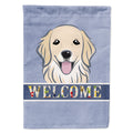 Golden Retriever Welcome House Flag 28x40 Porch Sleeve Pole Decorative Outside Yard Banner Artwork Wall Hanging, Polyester