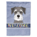 Schnauzer Welcome House Flag 28x40 Porch Sleeve Pole Decorative Outside Yard Banner Artwork Wall Hanging, Polyester