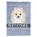 Pomeranian Welcome House Flag 28x40 Porch Sleeve Pole Decorative Outside Yard Banner Artwork Wall Hanging, Polyester