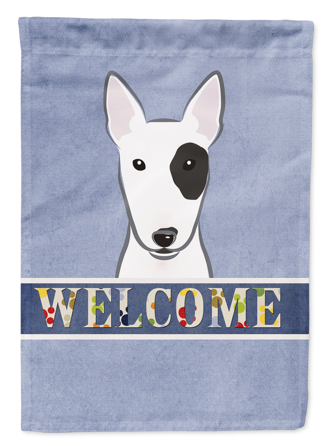 Bull Terrier Welcome House Flag 28x40 Porch Sleeve Pole Decorative Outside Yard Banner Artwork Wall Hanging, Polyester
