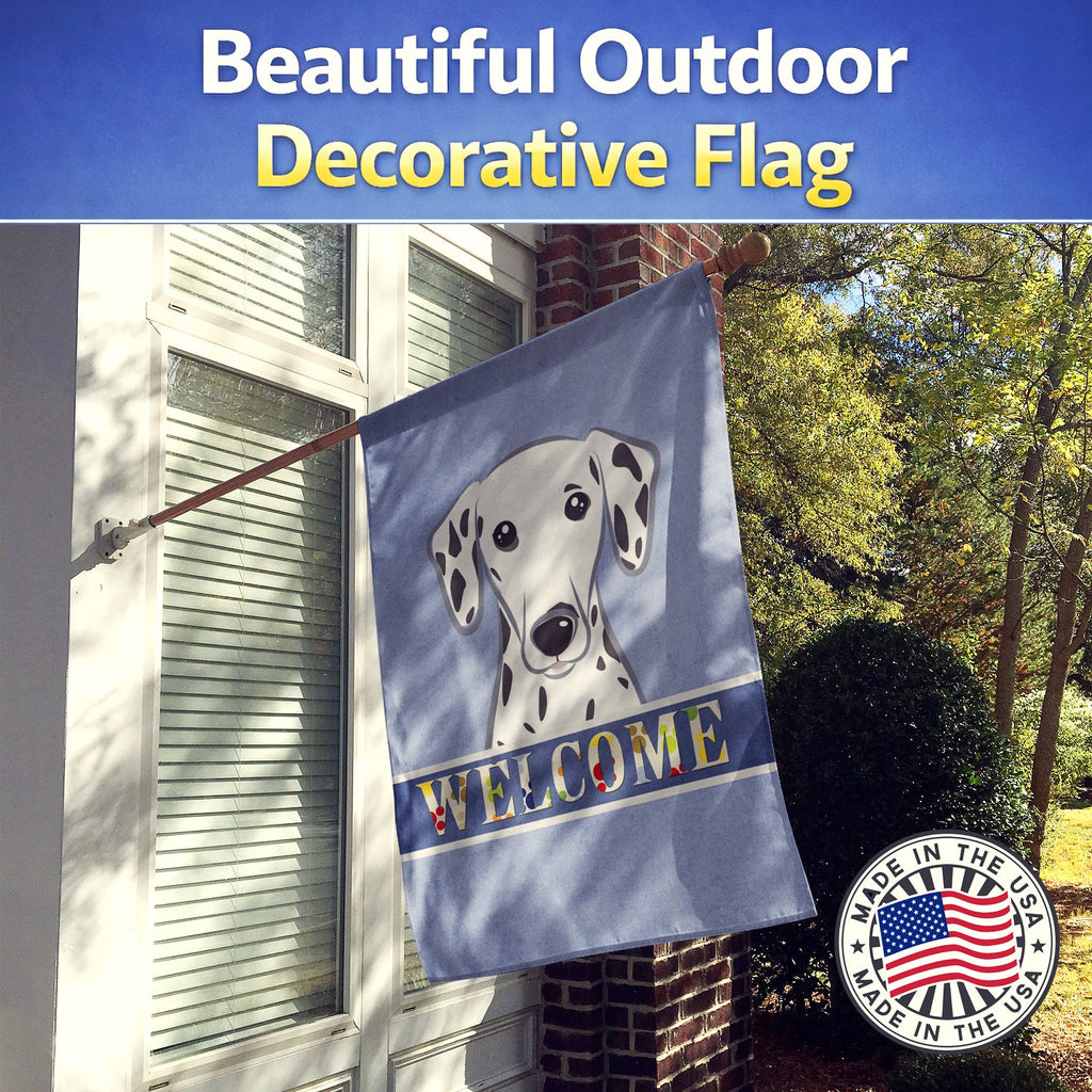 Dalmatian Welcome House Flag 28x40 Porch Sleeve Pole Decorative Outside Yard Banner Artwork Wall Hanging, Polyester