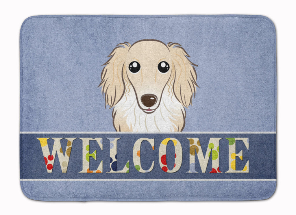Longhair Creme Dachshund Welcome Memory Foam Kitchen Mat Machine Washable Anti-Fatigue Cushion Comfort Bath or Kitchen Rug