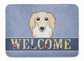 Longhair Creme Dachshund Welcome Memory Foam Kitchen Mat Machine Washable Anti-Fatigue Cushion Comfort Bath or Kitchen Rug