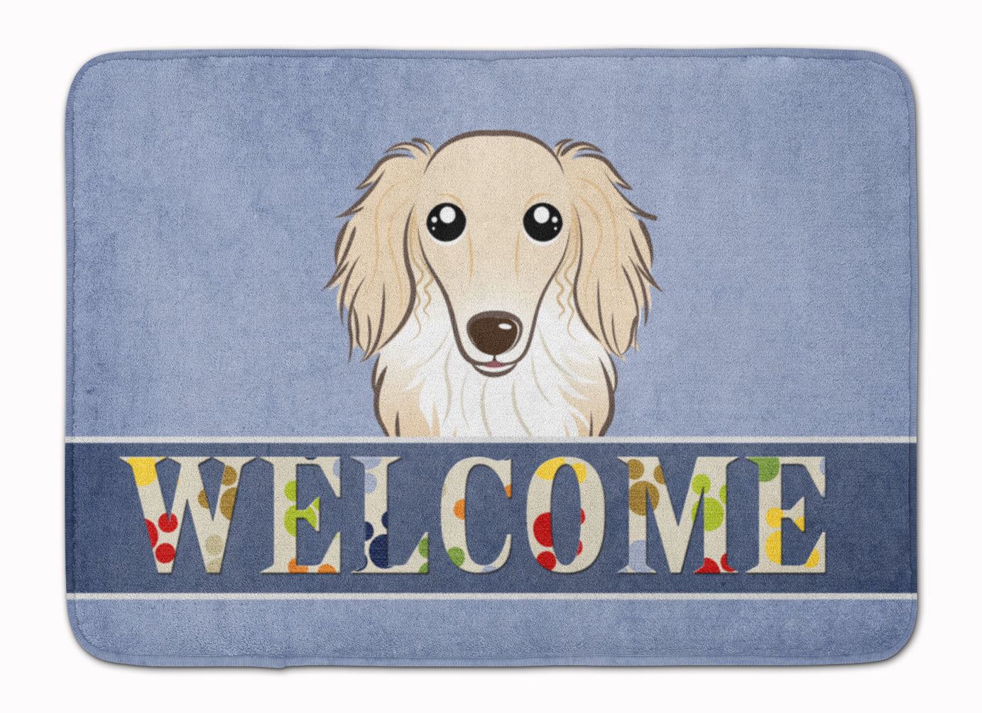Longhair Creme Dachshund Welcome Memory Foam Kitchen Mat Machine Washable Anti-Fatigue Cushion Comfort Bath or Kitchen Rug