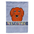 Longhair Red Dachshund Welcome House Flag 28x40 Porch Sleeve Pole Decorative Outside Yard Banner Artwork Wall Hanging, Polyester