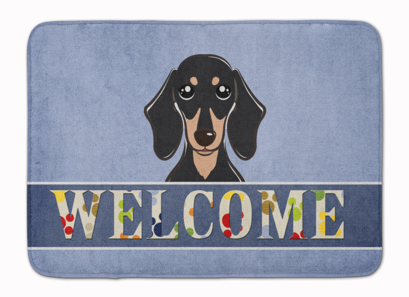 Smooth Black and Tan Dachshund Welcome Memory Foam Kitchen Mat Machine Washable Anti-Fatigue Cushion Comfort Bath or Kitchen Rug