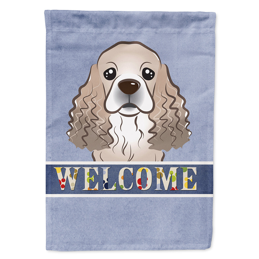 Cocker Spaniel Welcome House Flag 28x40 Porch Sleeve Pole Decorative Outside Yard Banner Artwork Wall Hanging, Polyester