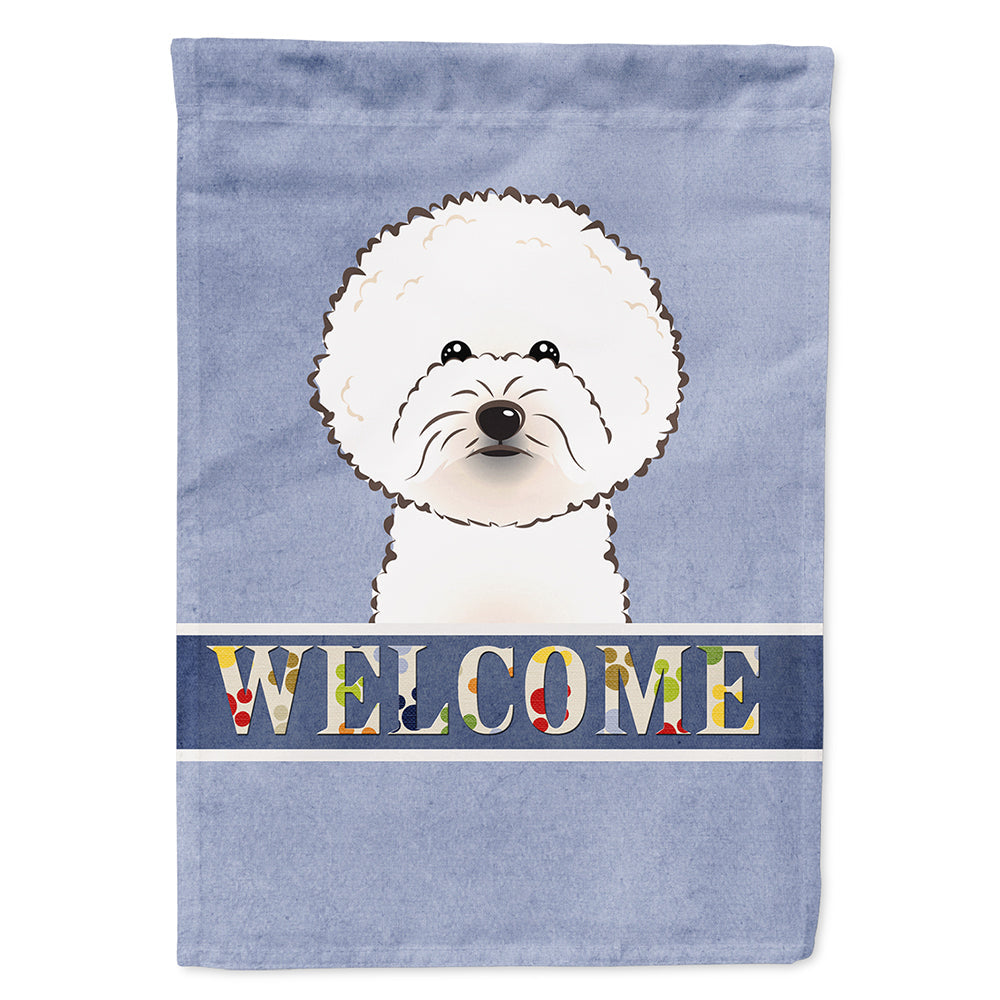 Bichon Frise Welcome House Flag 28x40 Porch Sleeve Pole Decorative Outside Yard Banner Artwork Wall Hanging, Polyester