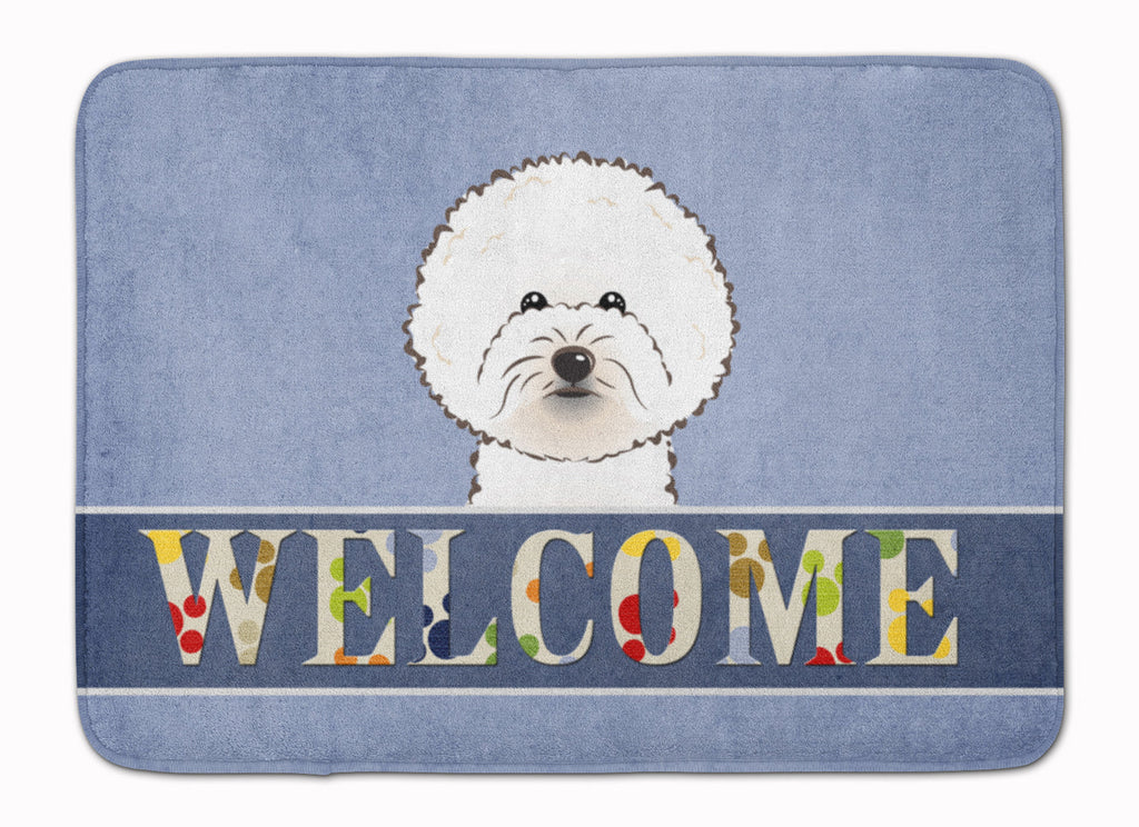 Bichon Frise Welcome Memory Foam Kitchen Mat Machine Washable Anti-Fatigue Cushion Comfort Bath or Kitchen Rug