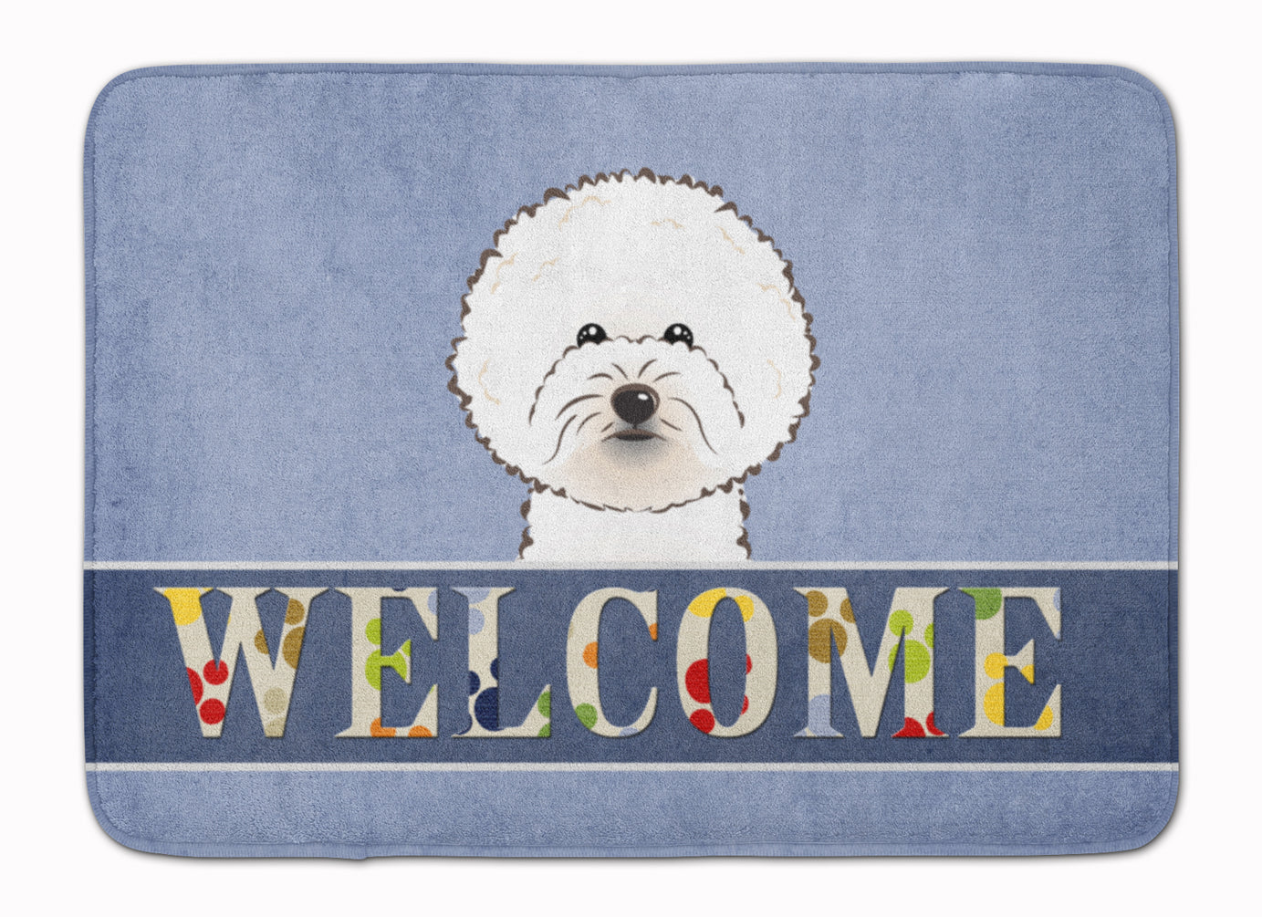 Bichon Frise Welcome Memory Foam Kitchen Mat Machine Washable Anti-Fatigue Cushion Comfort Bath or Kitchen Rug