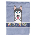 Alaskan Malamute Welcome House Flag 28x40 Porch Sleeve Pole Decorative Outside Yard Banner Artwork Wall Hanging, Polyester