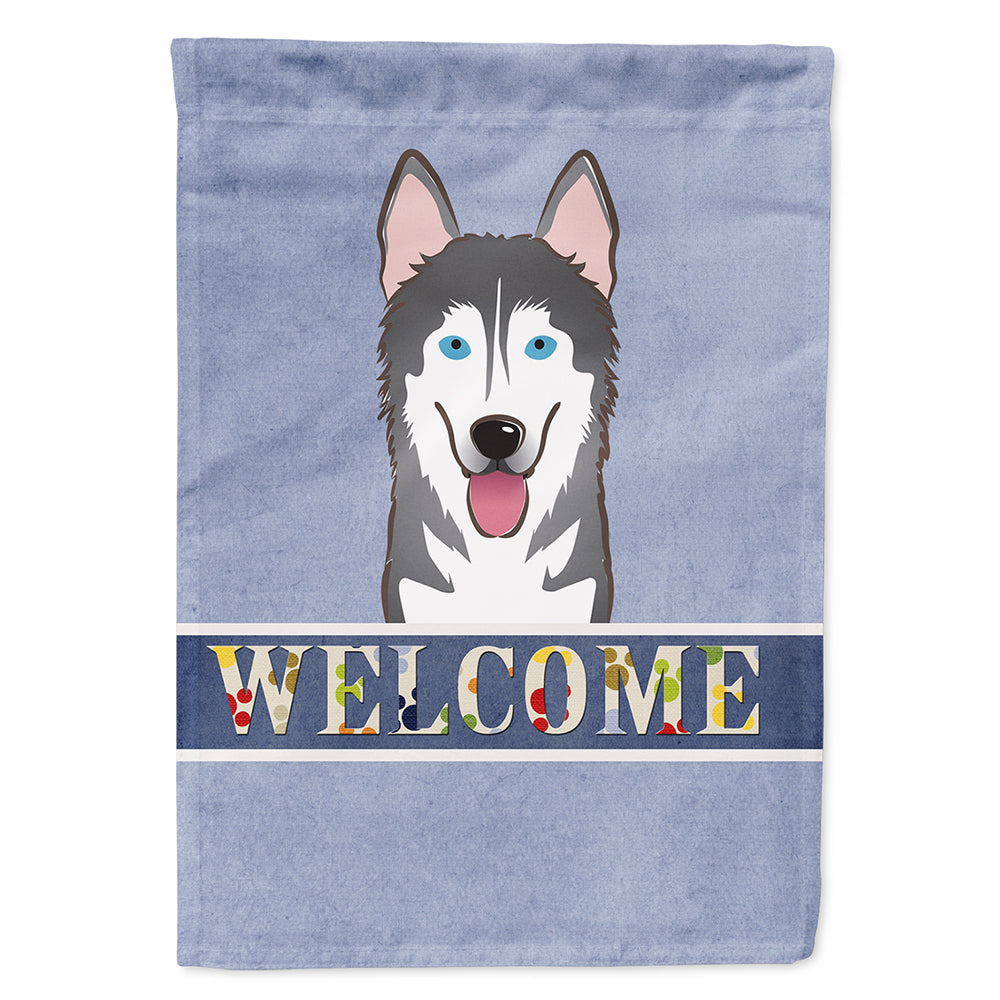 Alaskan Malamute Welcome House Flag 28x40 Porch Sleeve Pole Decorative Outside Yard Banner Artwork Wall Hanging, Polyester