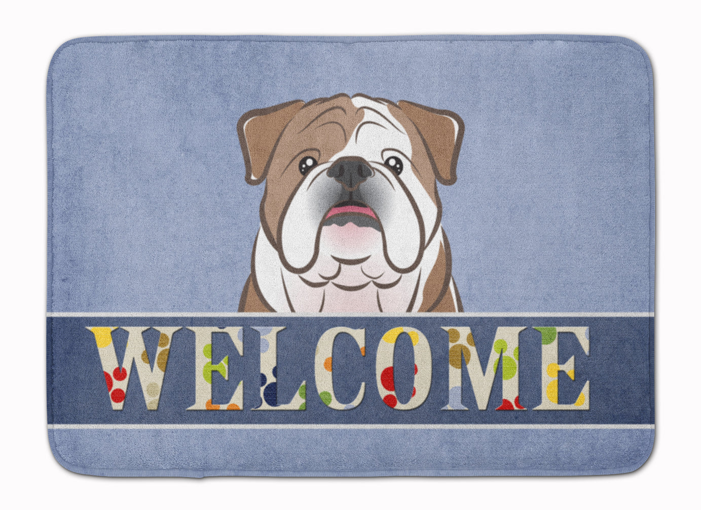 English Bulldog  Welcome Memory Foam Kitchen Mat Machine Washable Anti-Fatigue Cushion Comfort Bath or Kitchen Rug