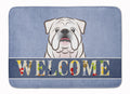 White English Bulldog  Welcome Memory Foam Kitchen Mat Machine Washable Anti-Fatigue Cushion Comfort Bath or Kitchen Rug