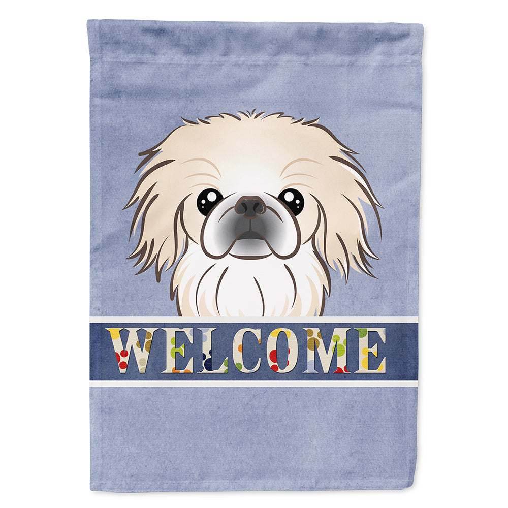Pekingese Welcome House Flag 28x40 Porch Sleeve Pole Decorative Outside Yard Banner Artwork Wall Hanging, Polyester
