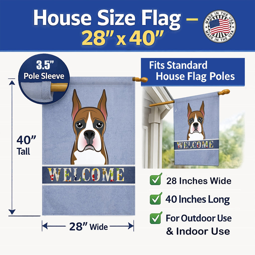 Boxer Welcome House Flag 28x40 Porch Sleeve Pole Decorative Outside Yard Banner Artwork Wall Hanging, Polyester