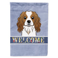 Cavalier Spaniel Welcome House Flag 28x40 Porch Sleeve Pole Decorative Outside Yard Banner Artwork Wall Hanging, Polyester