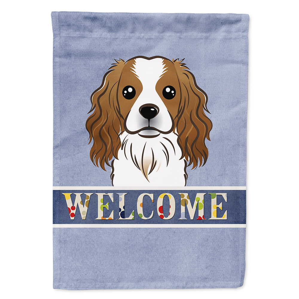 Cavalier Spaniel Welcome House Flag 28x40 Porch Sleeve Pole Decorative Outside Yard Banner Artwork Wall Hanging, Polyester