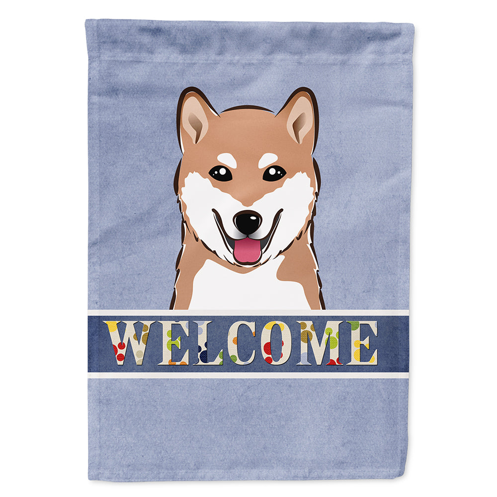 Shiba Inu Welcome House Flag 28x40 Porch Sleeve Pole Decorative Outside Yard Banner Artwork Wall Hanging, Polyester